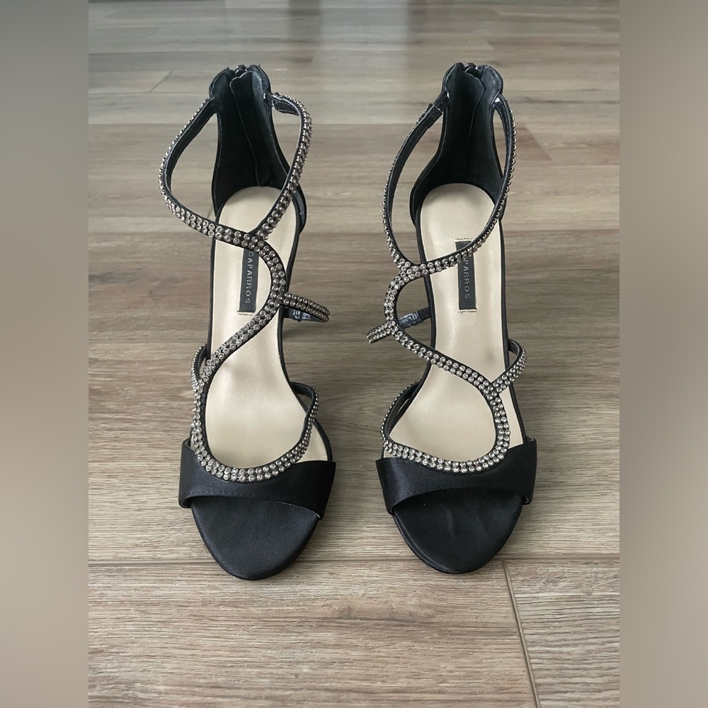 Black jeweled heels